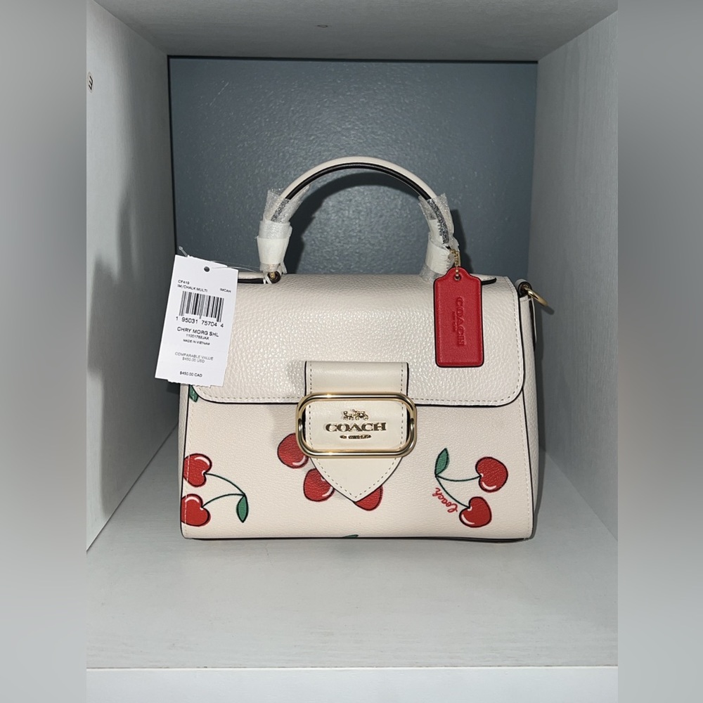 Coach Heart Cherry Print Satchel (w crossbody/shoulder strap)